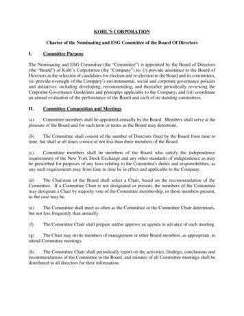 Charter Of The Nominating And ESG Committee Of The Board .
