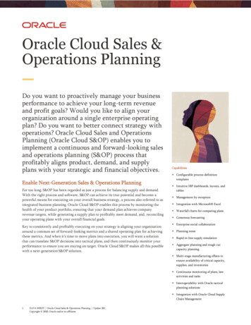 Oracle Cloud Sales & Operations Planning