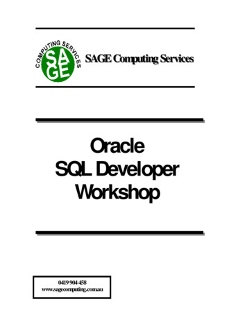 Oracle SQL Developer Workshop - Sage Computing