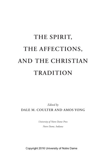 THE SPIRIT, THE AFFECTIONS, AND THE CHRISTIAN TRADITION