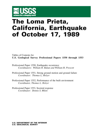 The Loma Prieta, California, Earthquake Of October 17, 1989