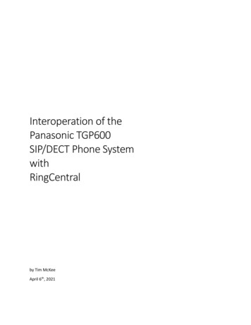 RingCentral / Panasonic TGP600 Interoperation