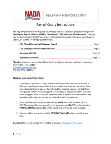Payroll Query Instructions 2018 - NADA Workforce Study