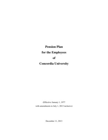 Pension Plan For The Employees Of Concordia University