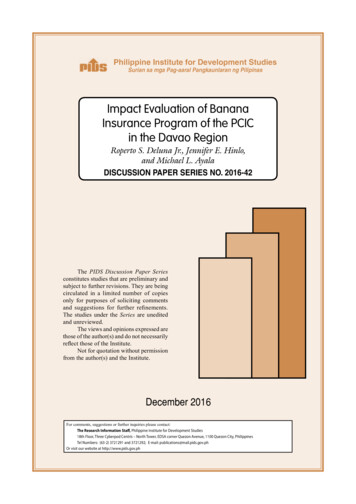 Impact Evaluation Of Banana Insurance Program Of The PCIC .