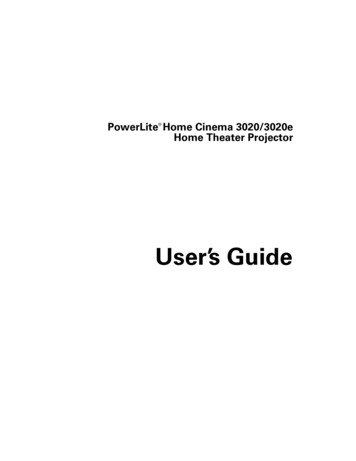 User's Guide - PowerLite Home Cinema 3020/3020e