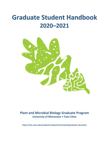 Graduate Student Handbook - University Of Minnesota