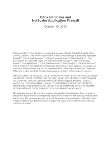 Citrix NetScaler And NetScaler Application Firewall