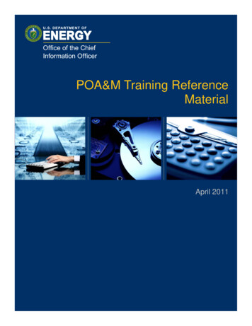 POA&M Training Reference Material (April 2011)