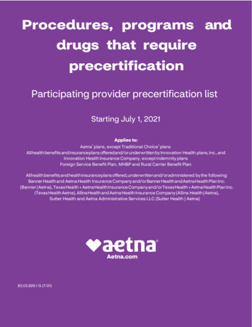 Procedures, Programs And Drugs That Require Precertification