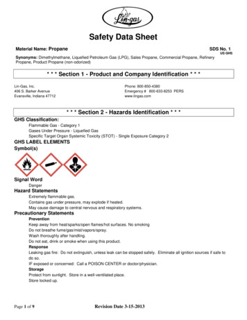 Propane Material Safety Data Sheet - Lin-Gas Propane 