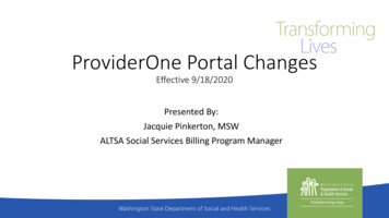 ProviderOne Portal Changes - Wa
