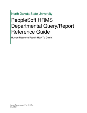 PeopleSoft HRMS Departmental Query/Report Reference 