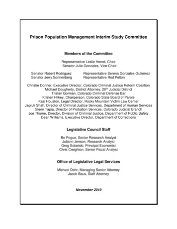 Prison Population Management Interim Study Committee