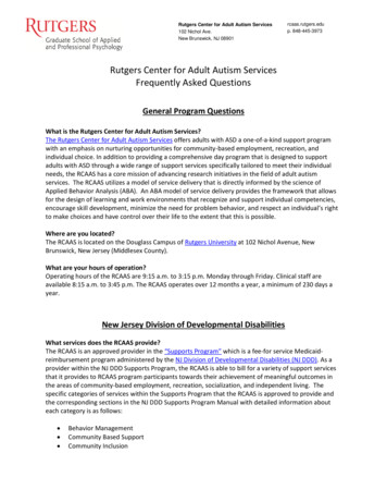 Rutgers Center For Adult Autism Services Frequently Asked .