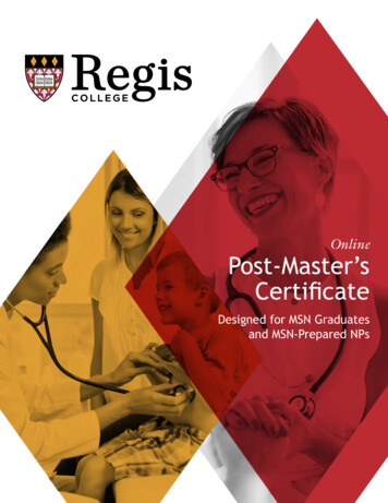 Online Post-Master’s Certificate - Regis College
