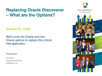 Replacing Oracle Discoverer – What Are The Options?