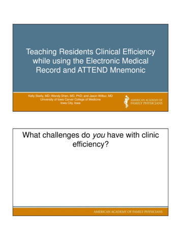Teaching Residents Clinical Efficiency While Using The .