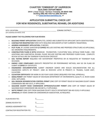 APPLICATION SUBMITIAl CHECK LIST FOR NEW RESIDENCES .