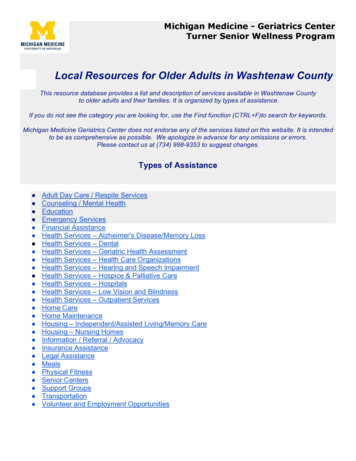 Resources For Older Adults In Washtenaw County