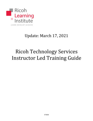 Ricoh Technology Services Instructor Led Training Guide