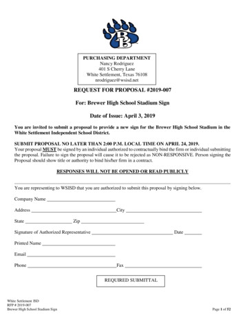 REQUEST FOR PROPOSAL #2019-007 For: Brewer High 