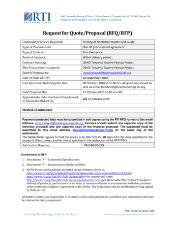 Request For Quote/Proposal (RFQ/RFP) - RTI