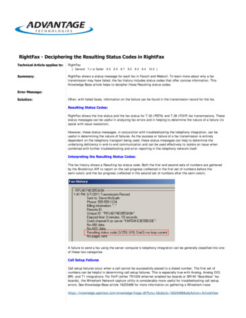 RightFax - Deciphering The Resulting Status Codes In RightFax