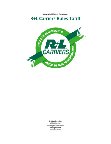 Copyright 2021, R L Carriers Inc. R L Carriers Rules Tariff