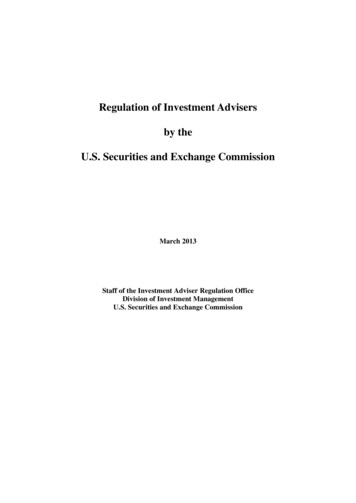 Regulation Of Investment Advisers - SEC.gov