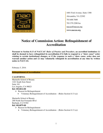 Notice Of Commission Action: Relinquishment Of Accreditation