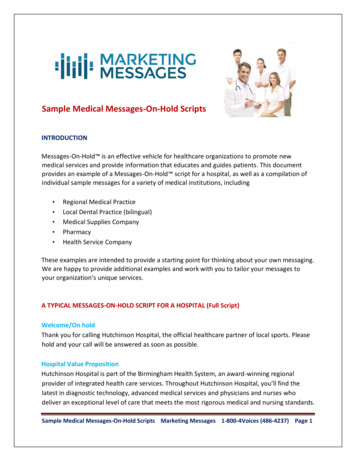 Sample Medical Messages-On-Hold Scripts