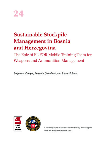 Sustainable Stockpile Management In Bosnia And 