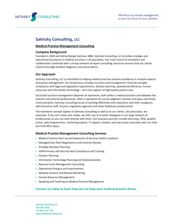 Satinsky Consulting, LLC Medical Practice Management .