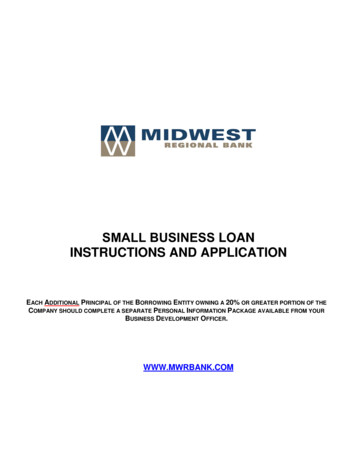 SMALL BUSINESS LOAN INSTRUCTIONS AND APPLICATION