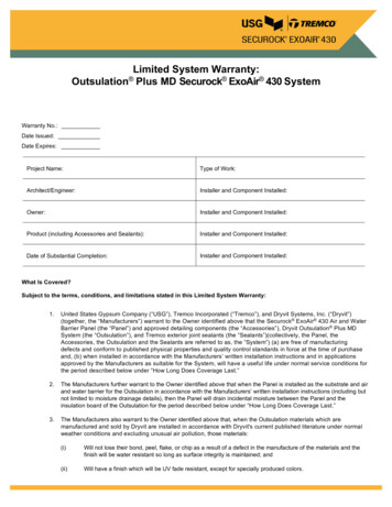 Limited System Warranty: Outsulation Plus MD Securock .