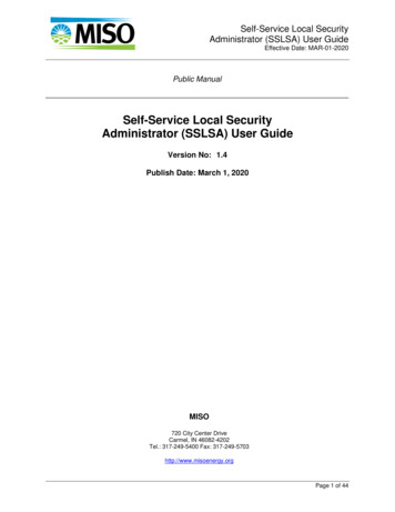 Self-Service Local Security Administrator (SSLSA) User Guide