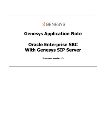 Genesys Application Note - Oracle Enterprise SBC With .