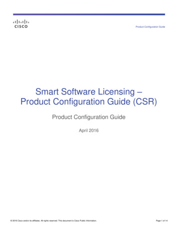 Smart Software Licensing Product Configuration Guide (CSR)