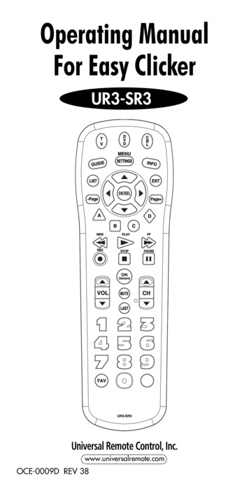 Operating Manual For Easy Clicker - Universal Remote Codes