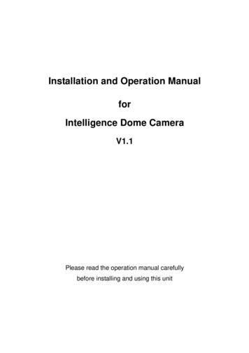 Installation And Operation Manual For Intelligence Dome Camera