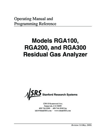 Models RGA100, RGA200, And RGA300 Residual Gas Analyzer