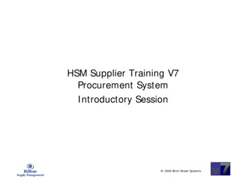HSM Supplier Training V7 Procurement System Introductory .