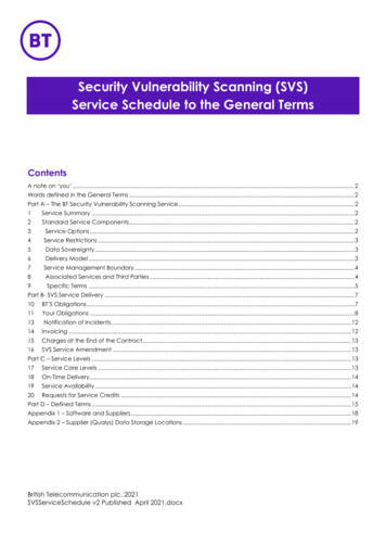 Security Vulnerability Scanning (SVS) Service Schedule To .