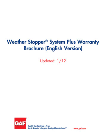 Weather Stopper System Plus Warranty Brochure (English .