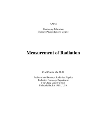 Measurement Of Radiation - AAPM