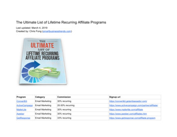The Ultimate List Of Lifetime Recurring Affiliate Programs