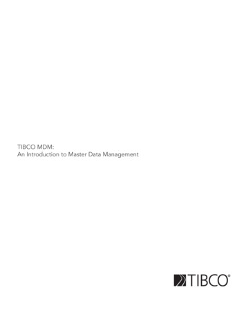 TIBCO MDM: An Introduction To Master Data Management