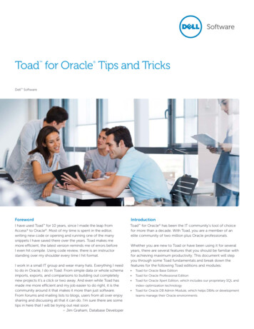 Toad For Oracle Tips And Tricks - Dell