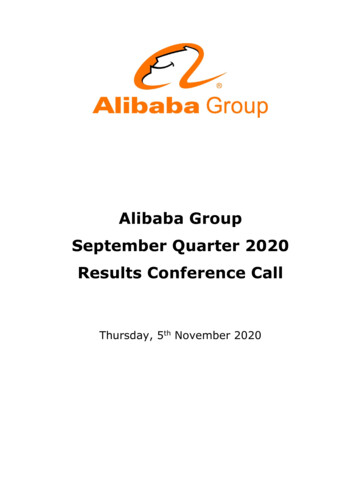 Alibaba Group September Quarter 2020 Results Conference Call